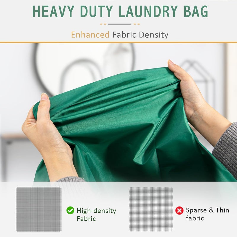Isink Extra Large Laundry Bag With Handles, Heavy Duty, Travel Laundry Bag for Dirty Clothes, 28" x 40" (Green) - Image 3